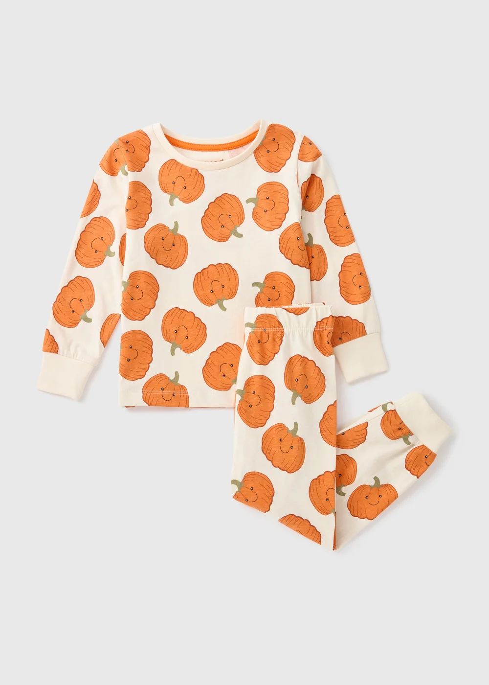 Unisex Oatmeal Pumpkin Top & Bottoms Pyjama Set (1-7yrs) - Age 2 - 3 Years Image 1