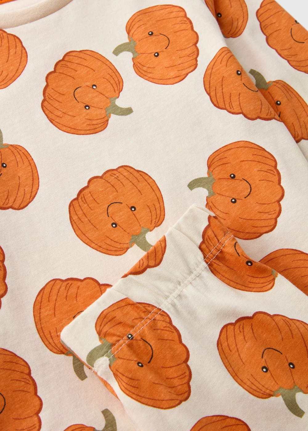 Unisex Oatmeal Pumpkin Top & Bottoms Pyjama Set (1-7yrs) - Age 2 - 3 Years Image 2