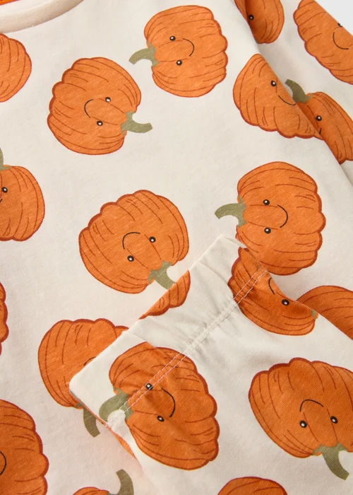 Unisex Oatmeal Pumpkin Top & Bottoms Pyjama Set (1-7yrs) - Age 2 - 3 Years Image 2