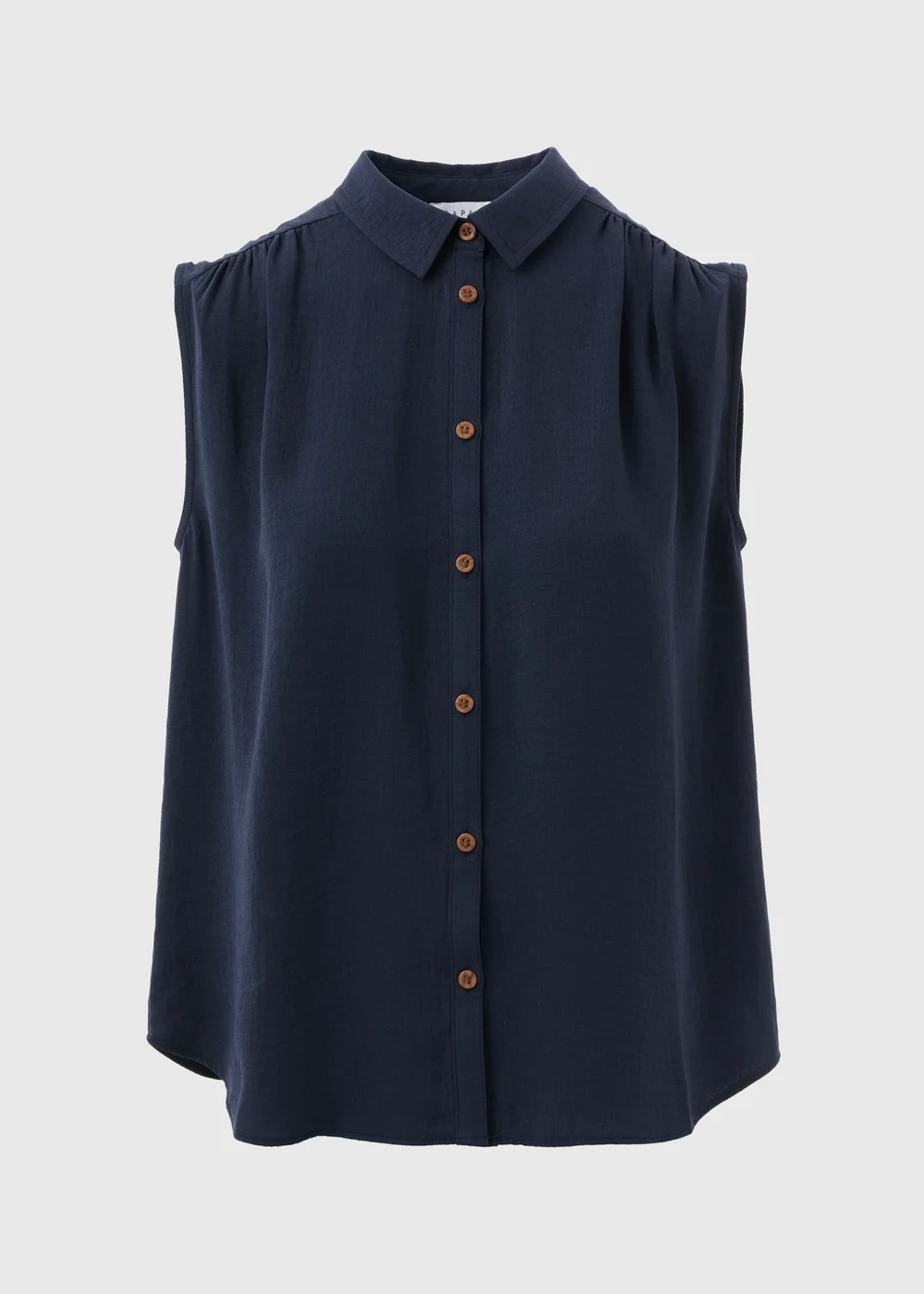 Navy Sleeveless Button Shirt - Size 8 Image 5