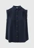 Navy Sleeveless Button Shirt - Size 8 Image 5