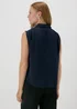 Navy Sleeveless Button Shirt - Size 8 Image 2