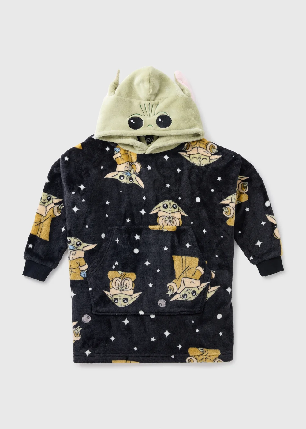 Star Wars Boys Black Baby Yoda Snuggle Hoodie (3-13yrs) - Small Image 1