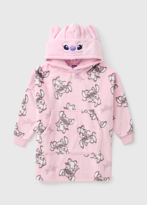 Stitch Girls Pink Angel Snuggle Hoodie (3-13yrs) - Small Image 1