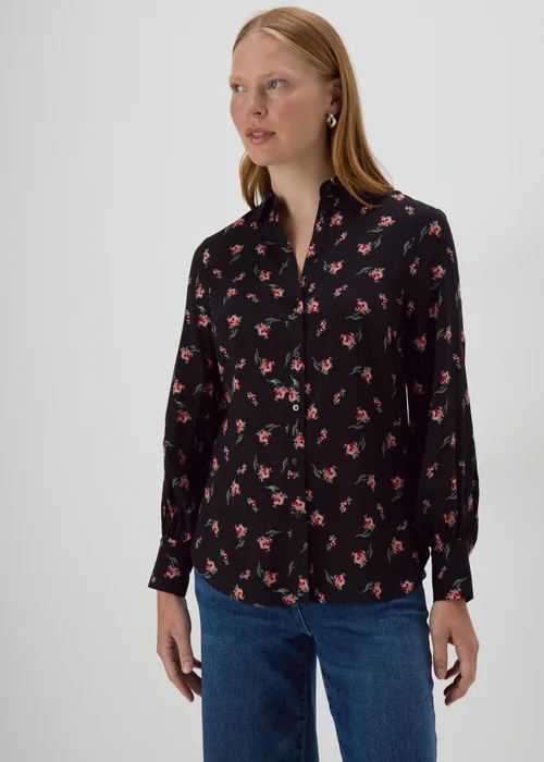 Black Floral Viscose Shirt - 8 Image 1