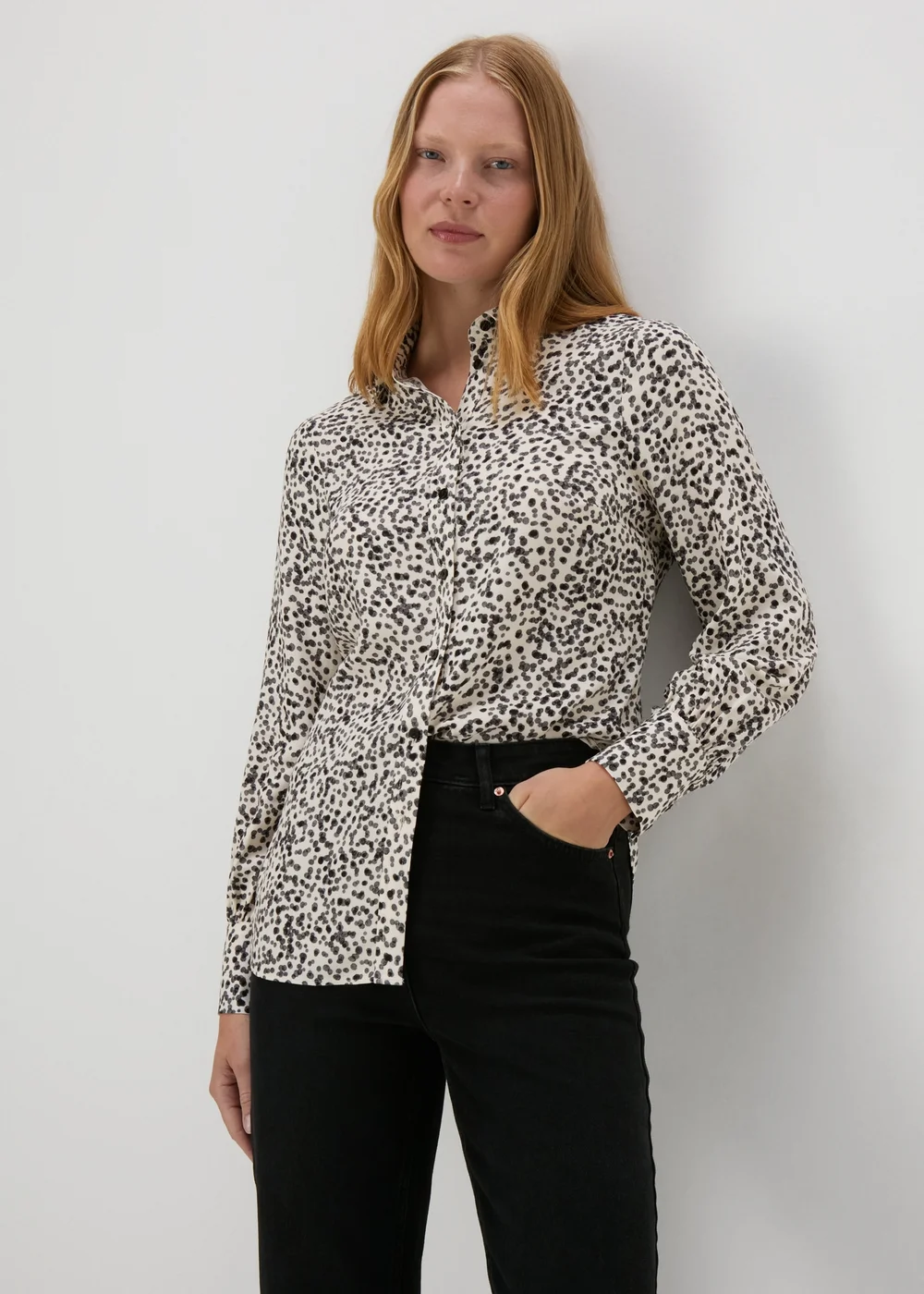Cream Spot Print Viscose Shirt - 8 Image 3