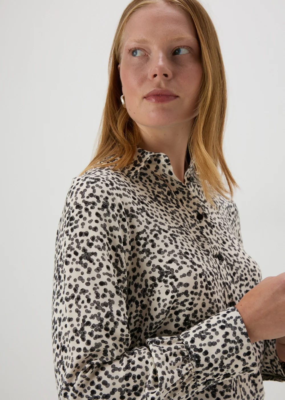 Cream Spot Print Viscose Shirt - 8 Image 1