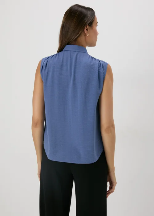 Blue Sleeveless Button Shirt - 8 Image 2