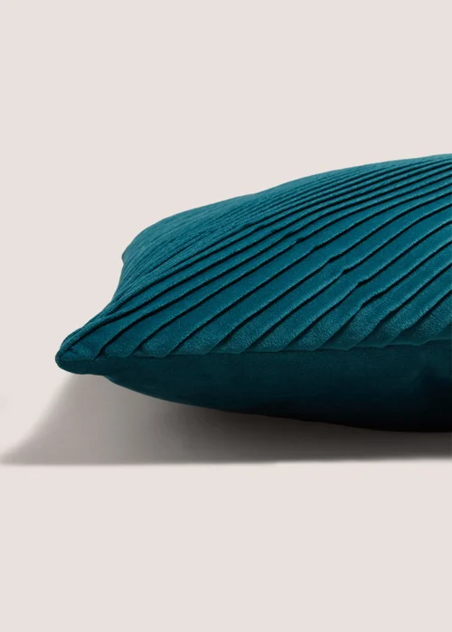 Pleated Velvet Teal Cushion Image 2