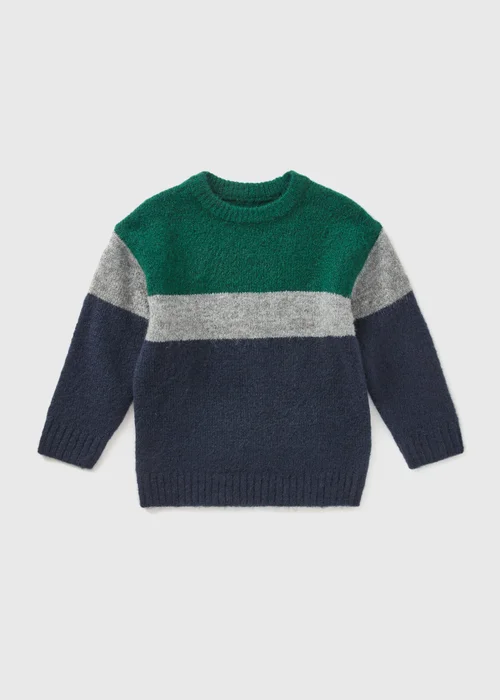 Boys Navy Block Colour Knitted Jumper (1-7yrs) - 1-1.5 Yrs Image 1