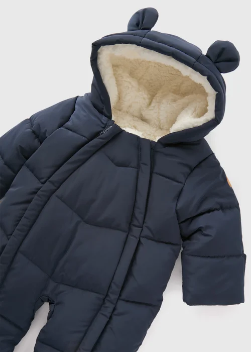Baby Navy Showerproof Snowsuit (Newborn-18mths) - 0-3 months Image 2