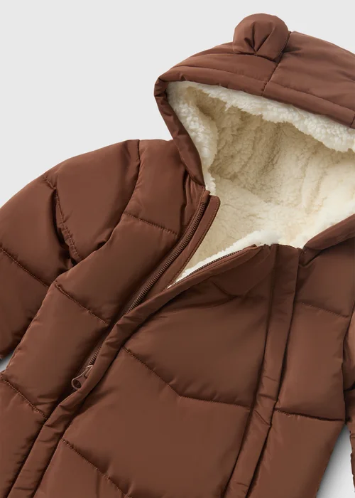 Baby Brown Padded Showerproof Snowsuit (Newborn-18mths) - 0-3 months Image 2