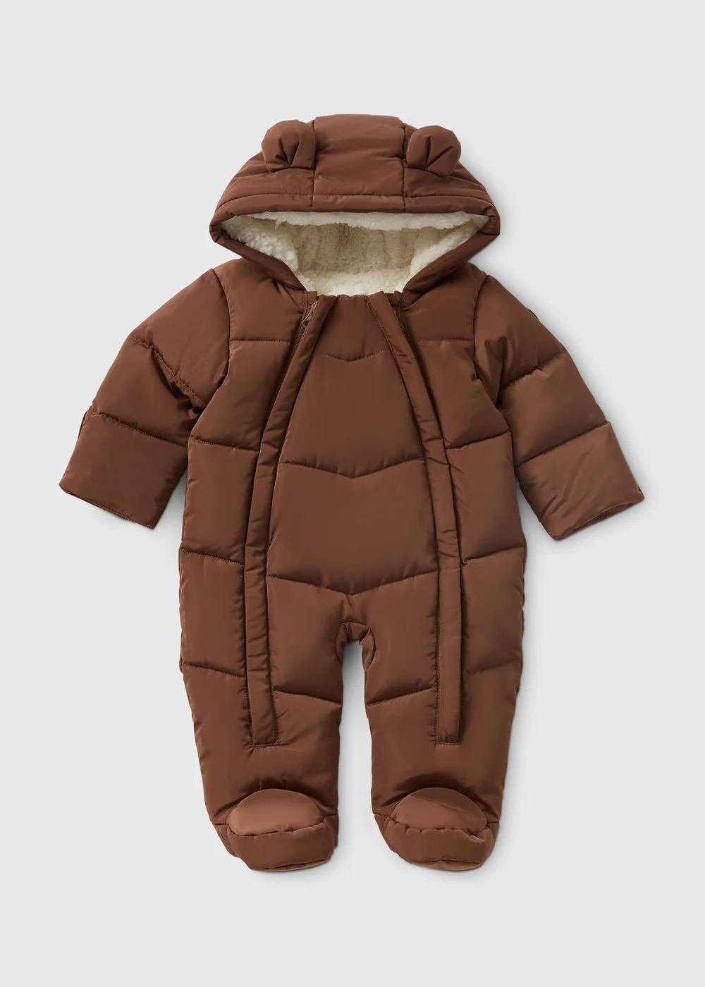 Baby Brown Padded Showerproof Snowsuit (Newborn-18mths) - 0-3 months Image 1