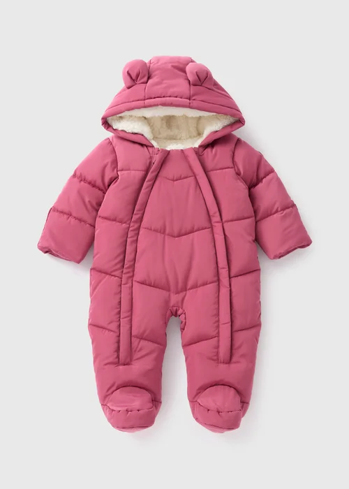 Baby Pink Padded Showerproof Snowsuit (Newborn-18mths) - 0-3 months Image 1