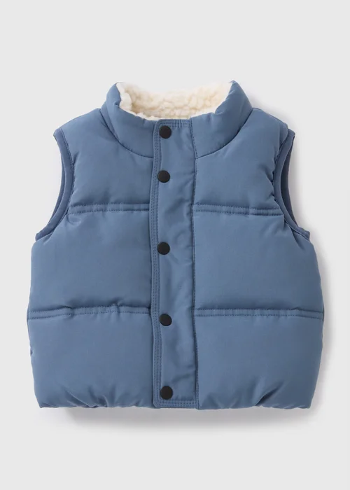 Baby Blue Showerproof Padded Gilet (Newborn-23mths) - 0-3 months Image 1