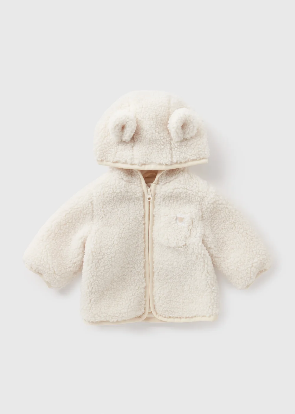 Baby Cream Borg Jacket (Newborn-23mths) - 0-3 months Image 1