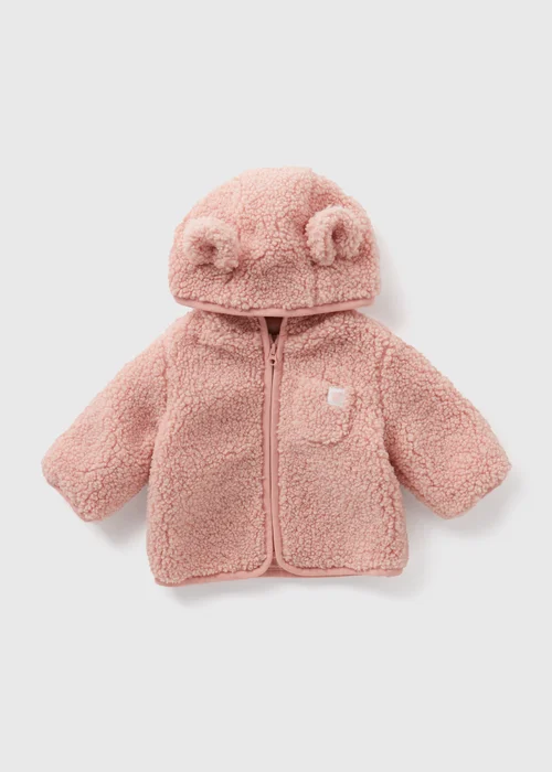 Baby Pink Borg Jacket (Newborn-23mths) - 0-3 months Image 1