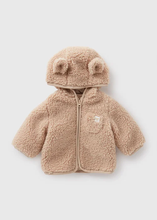 Baby Brown Borg Jacket (Newborn-23mths) - 0-3 months Image 1