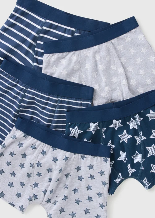 5 Pack Boys Blue Star Boxers (2-11yrs) - 2-3 Yrs Image 2
