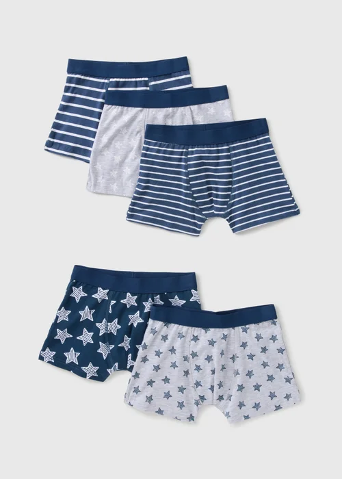 5 Pack Boys Blue Star Boxers (2-11yrs) - 2-3 Yrs Image 1