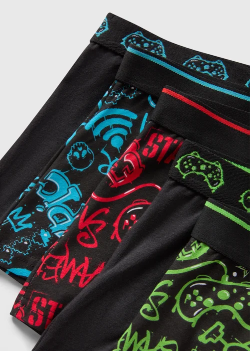 5 Pack Boys Black Gamer Trunks (2-14yrs) - 2-3 Yrs Image 2