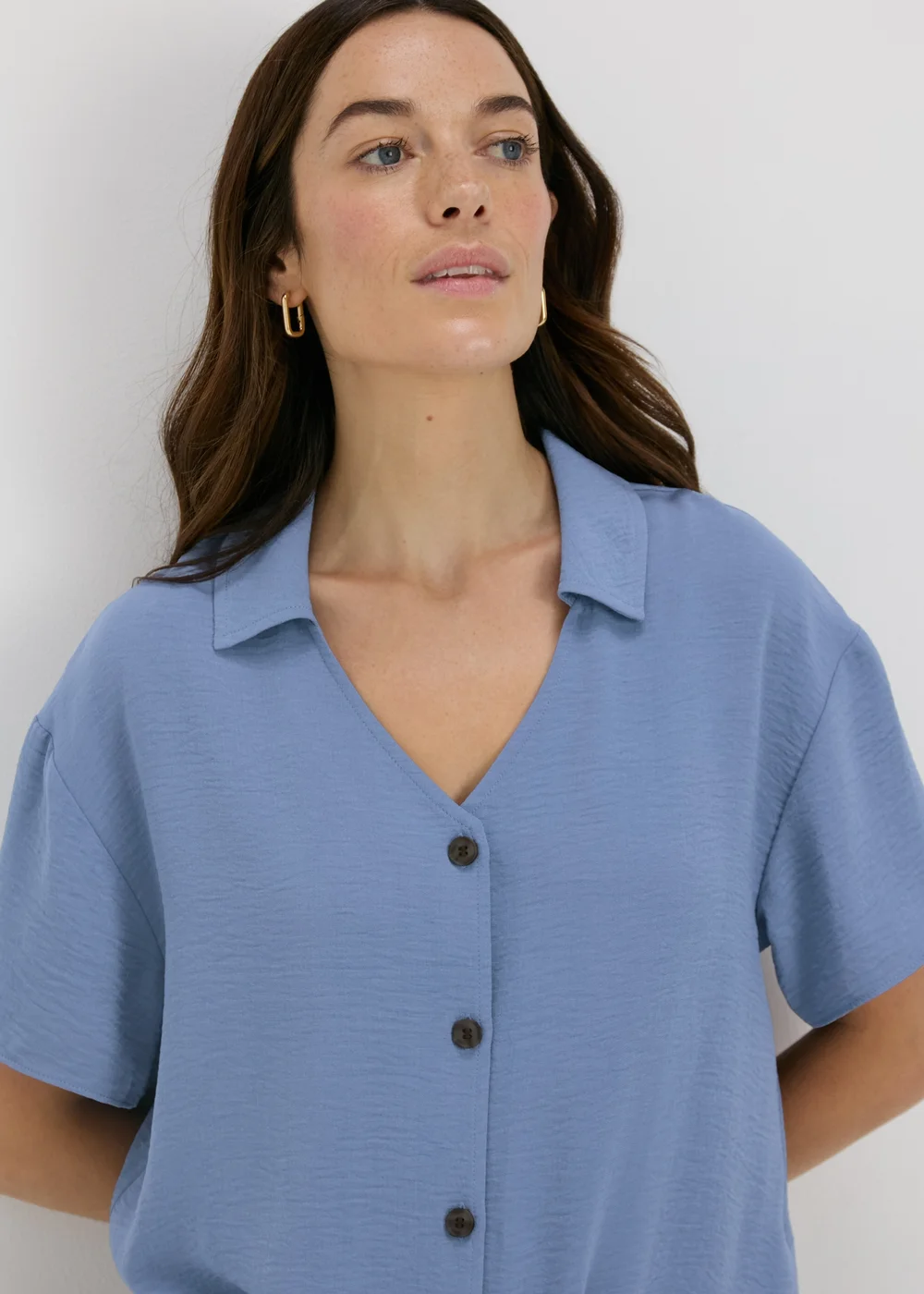 Blue Front Tie Airflow Shirt - 8 Image 3