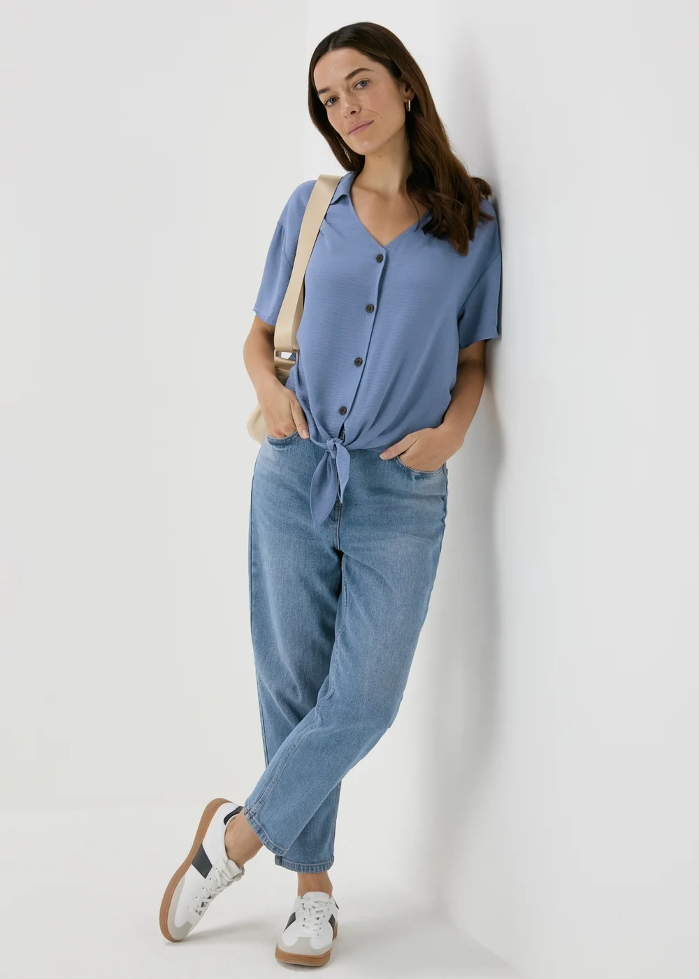 Blue Front Tie Airflow Shirt - 8 Image 4