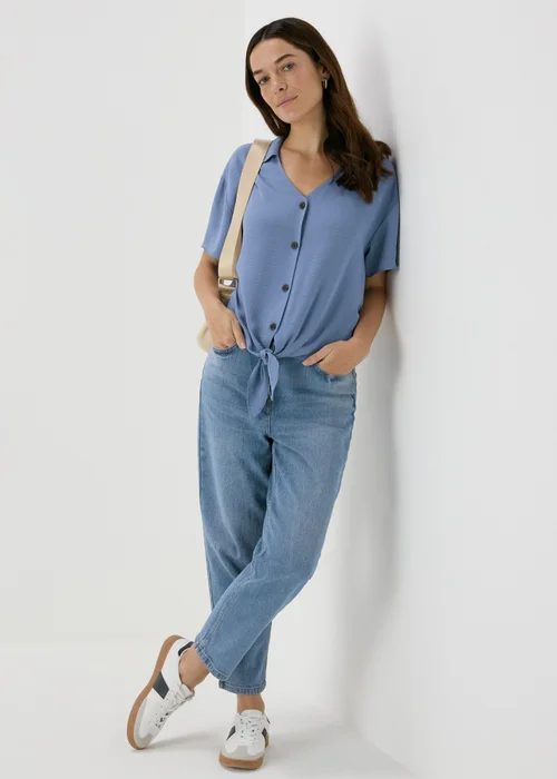 Blue Front Tie Airflow Shirt - 8 Image 4