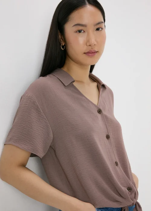 Brown Front Tie Airflow Shirt - Size 8 Image 1