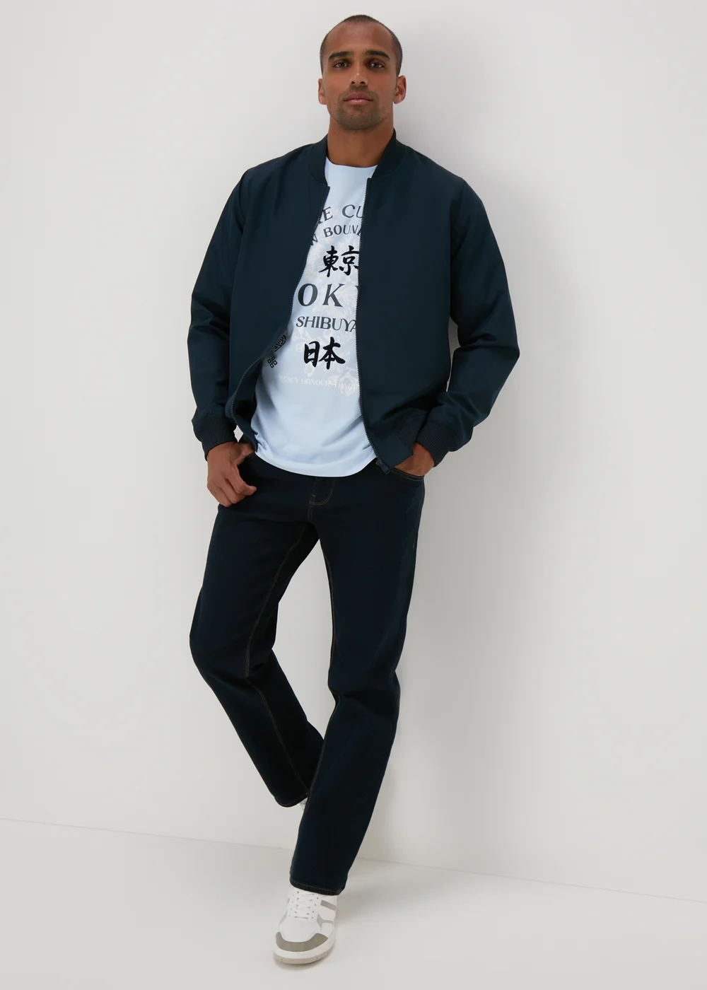 Light Blue Japanese Print T-Shirt - S Image 4