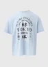 Light Blue Japanese Print T-Shirt - S Image 5