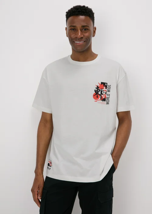 Ecru Japanese Printed T-Shirt - S Image 1