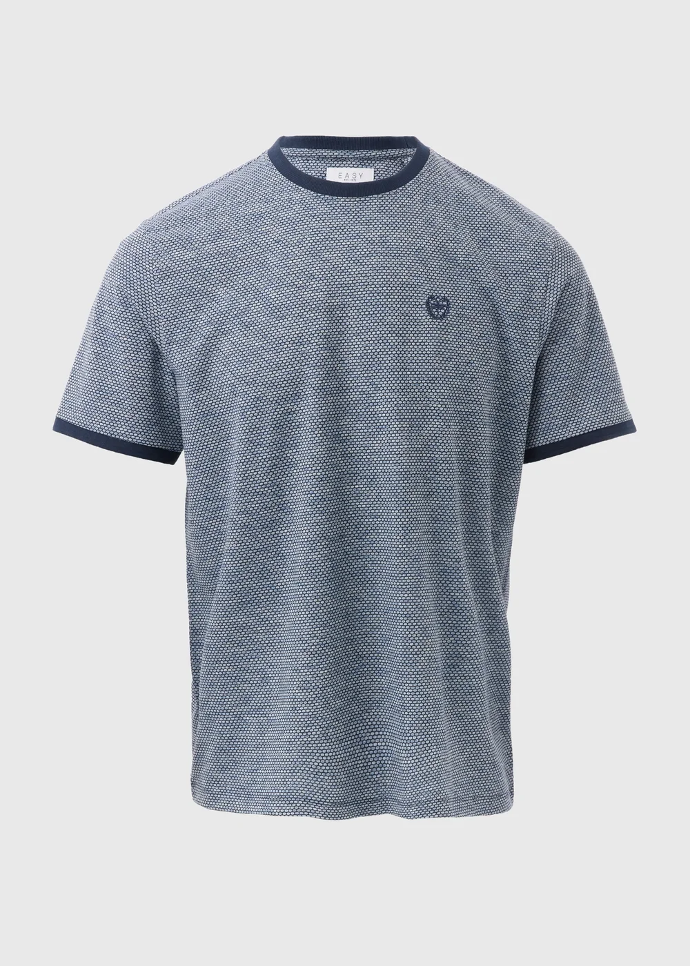 Navy Space Dye Textured T-Shirt - S Image 5