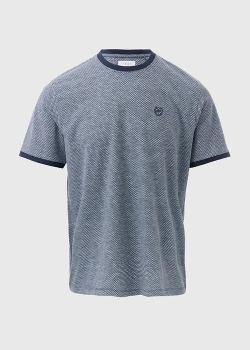 Navy Space Dye Textured T-Shirt - S Image 5