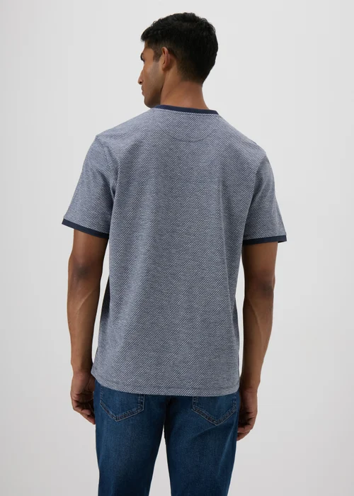 Navy Space Dye Textured T-Shirt - S Image 2