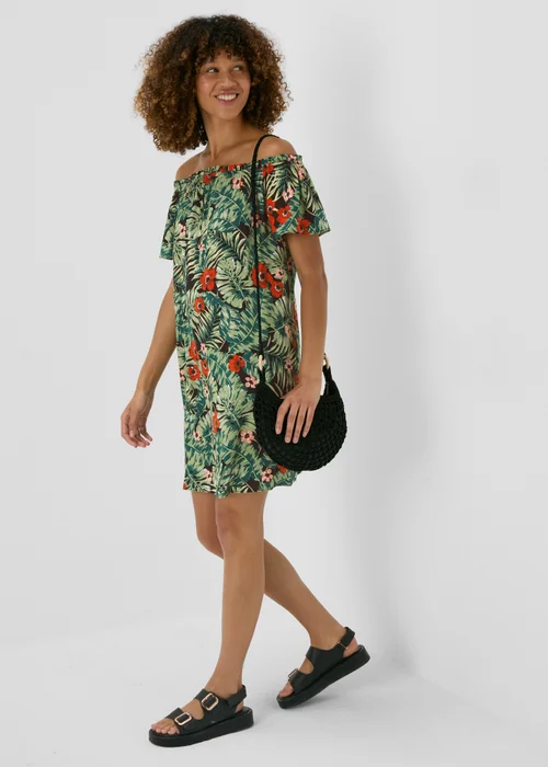 Multicolour Floral Bardot Mini Dress - 8 Image 4