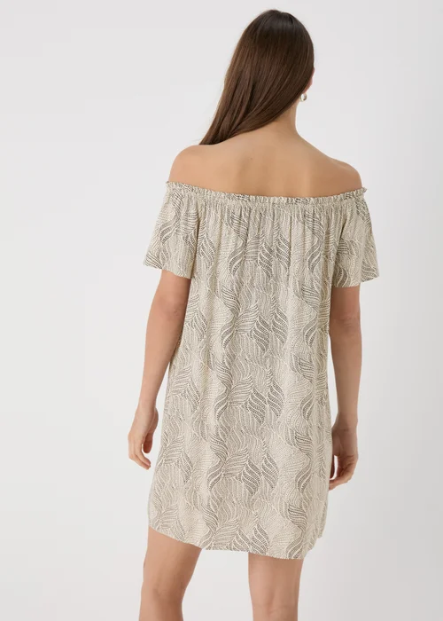 Beige Patterned Bardot Dress - 8 Image 2