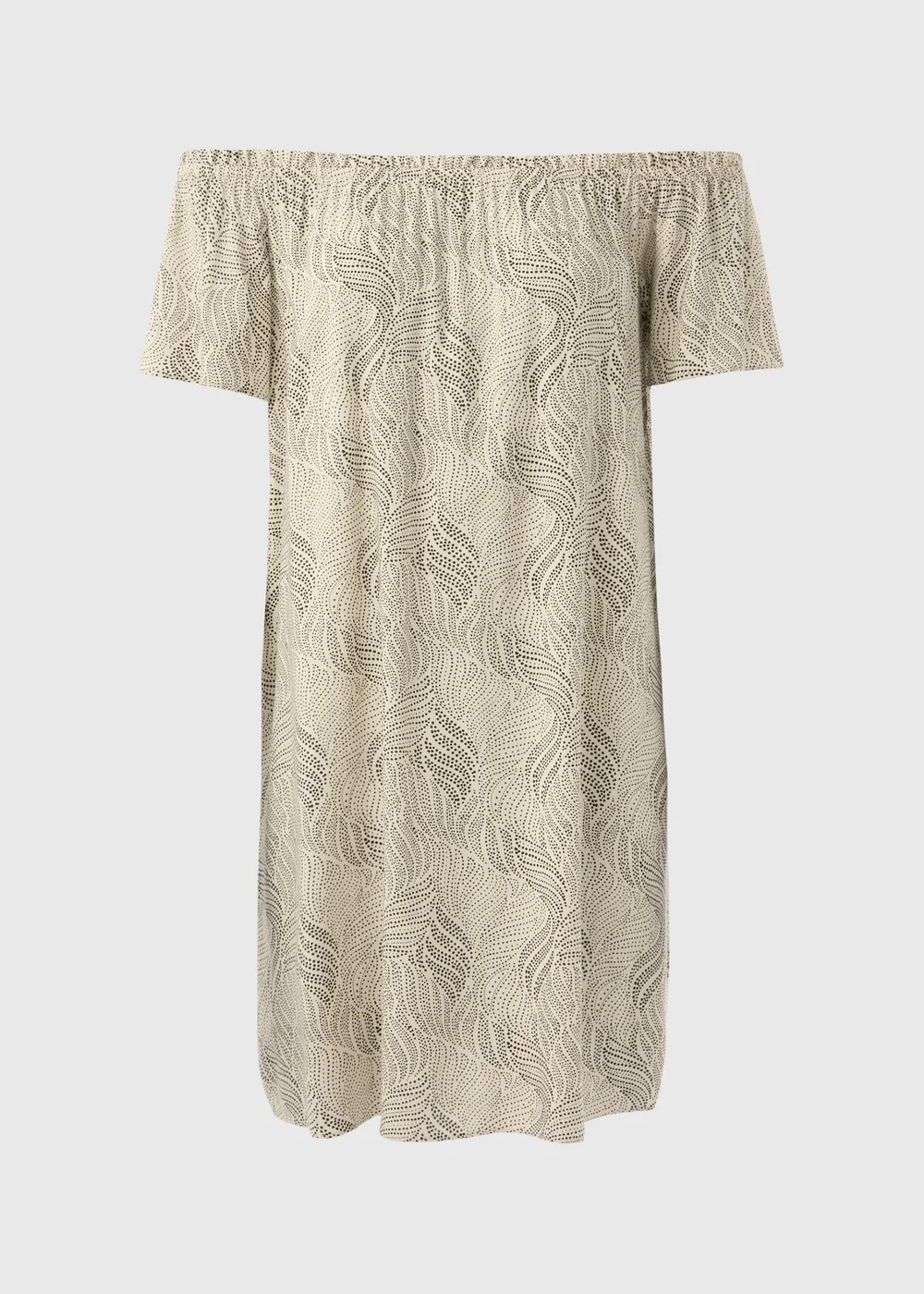 Beige Patterned Bardot Dress - 8 Image 5