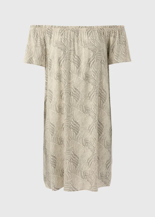 Beige Patterned Bardot Dress - 8 Image 5