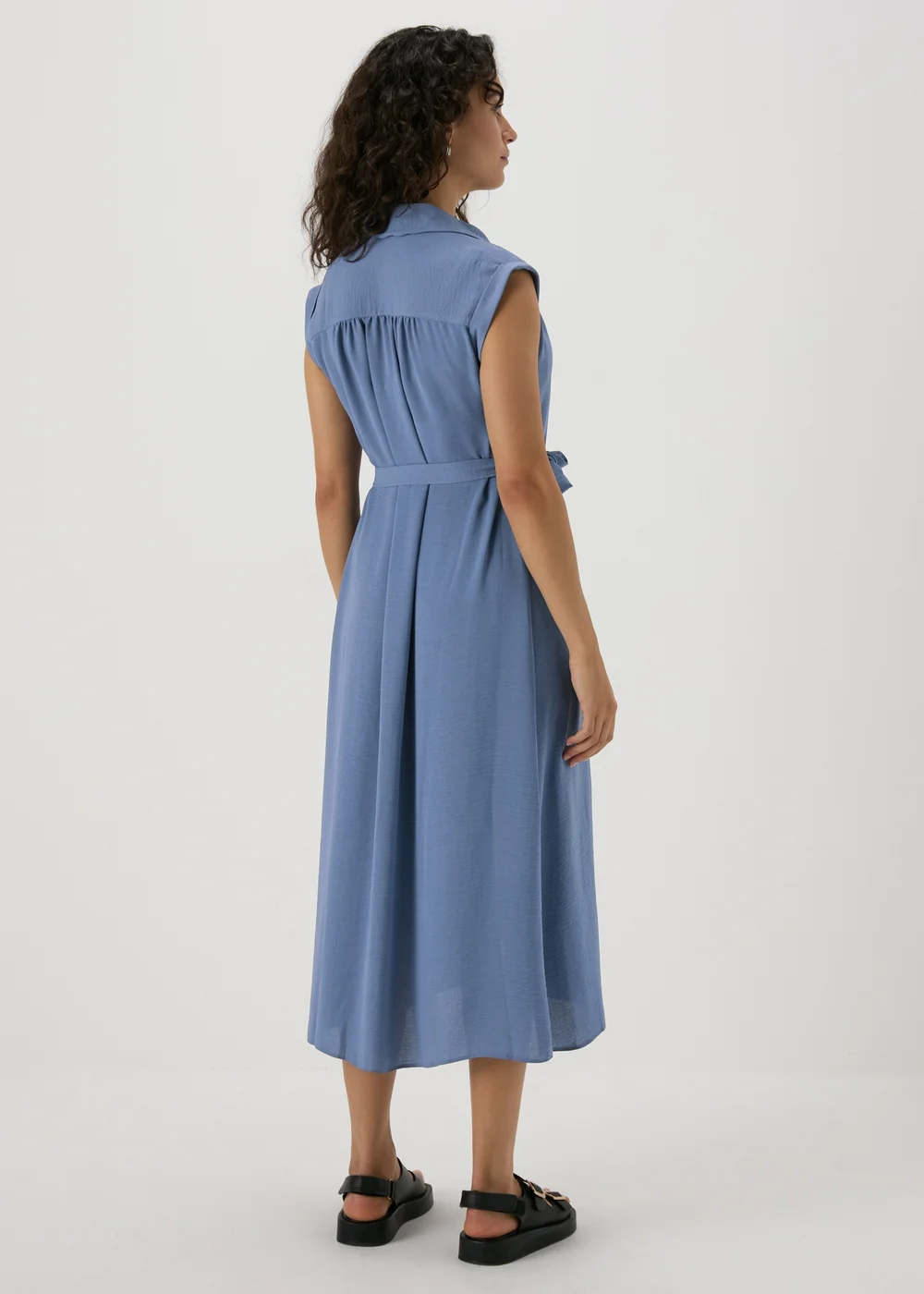Blue Midi Shirt Dress - 8 Image 2