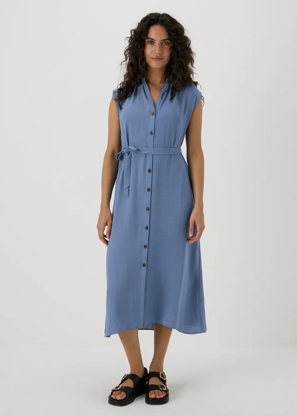 Blue Midi Shirt Dress - 8 Image 1