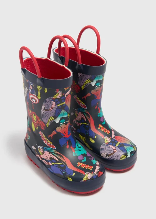 Marvel Kids Navy Avengers Wellies (Younger 4-12) - Size 4 Infants Image 1