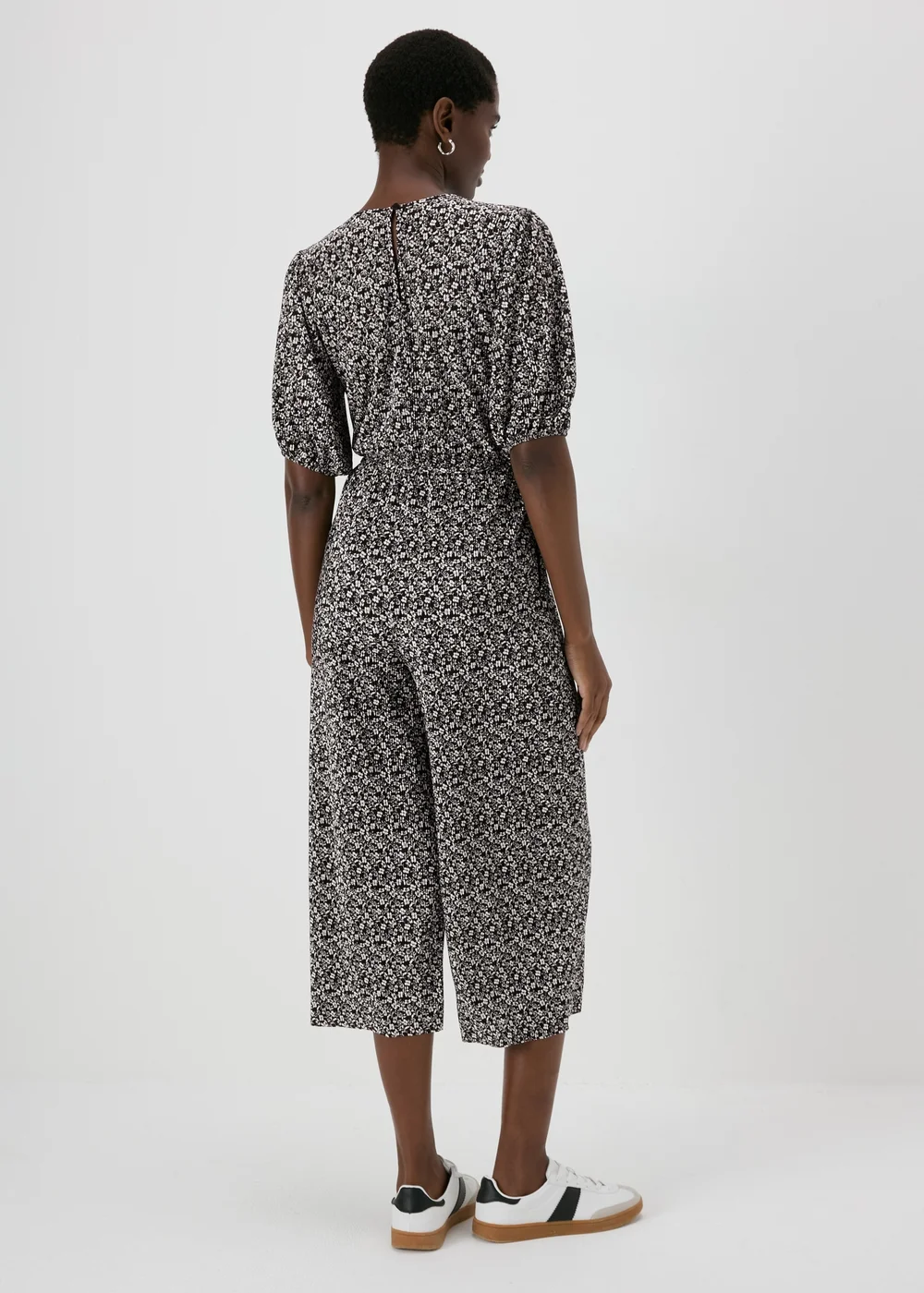 Black Mono Floral Plisse Jumpsuit - 8 Image 2