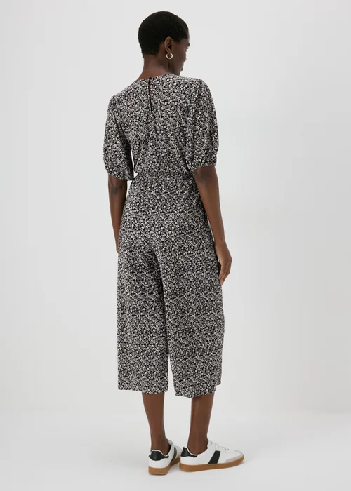 Black Mono Floral Plisse Jumpsuit - 8 Image 2