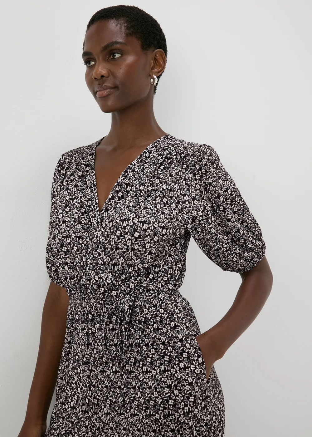 Black Mono Floral Plisse Jumpsuit - 8 Image 3