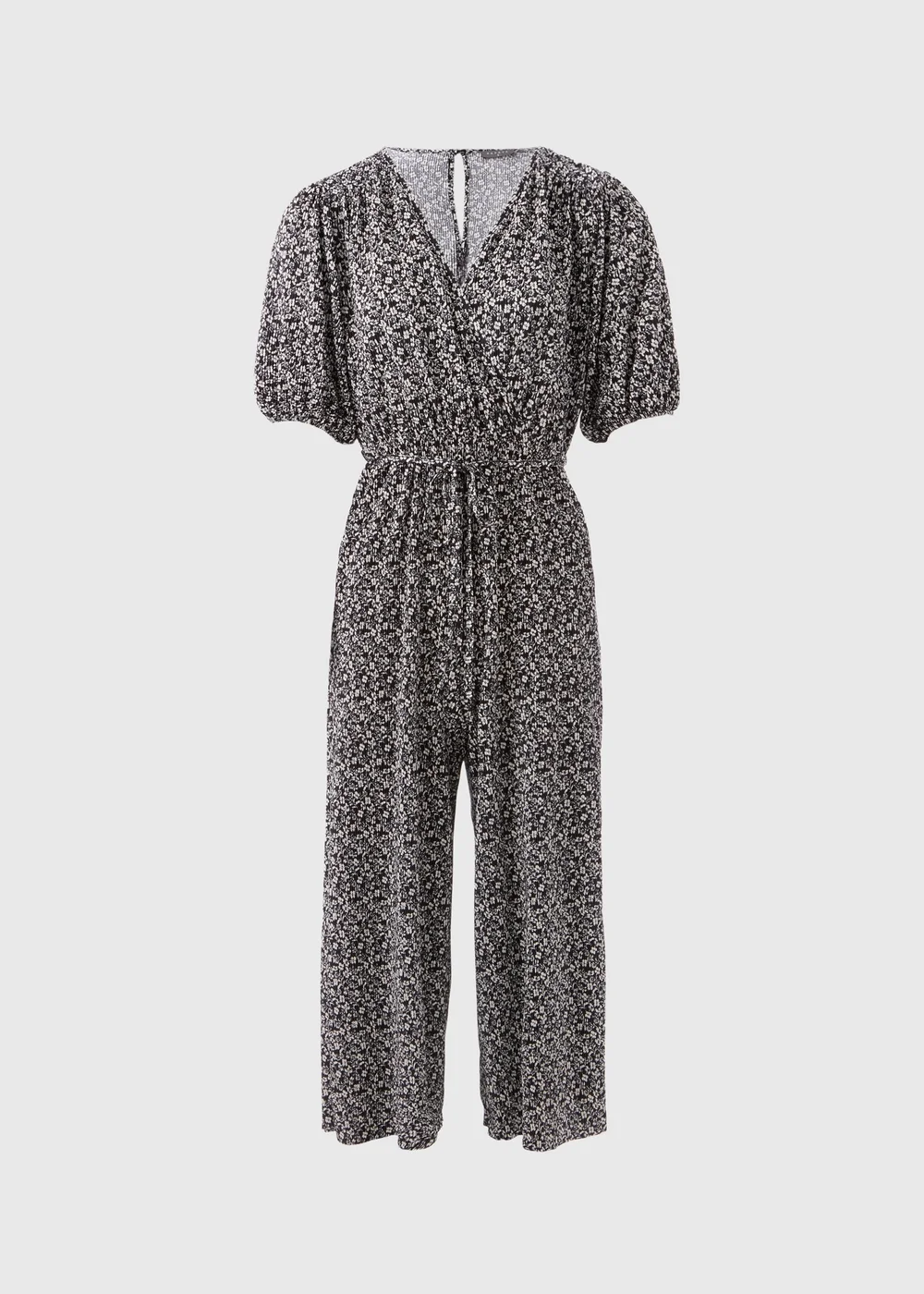 Black Mono Floral Plisse Jumpsuit - 8 Image 5