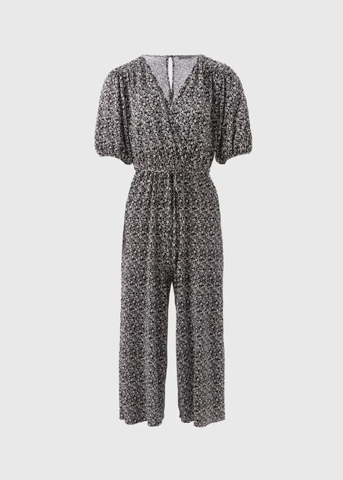 Black Mono Floral Plisse Jumpsuit - 8 Image 5