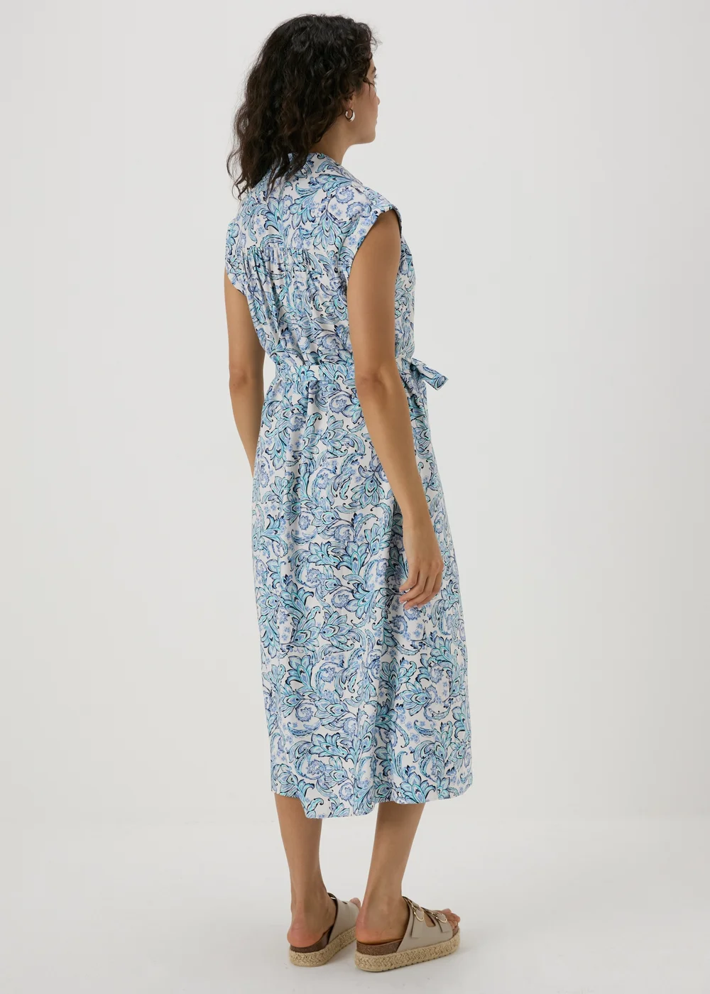 Blue Paisley Midi Shirt Dress - 8 Image 2