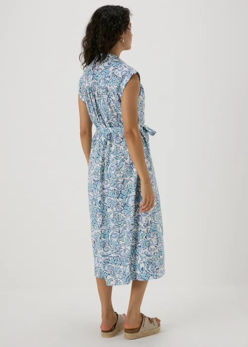 Blue Paisley Midi Shirt Dress - 8 Image 2