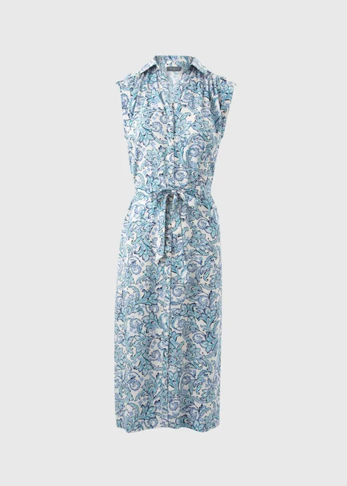 Blue Paisley Midi Shirt Dress - 8 Image 5